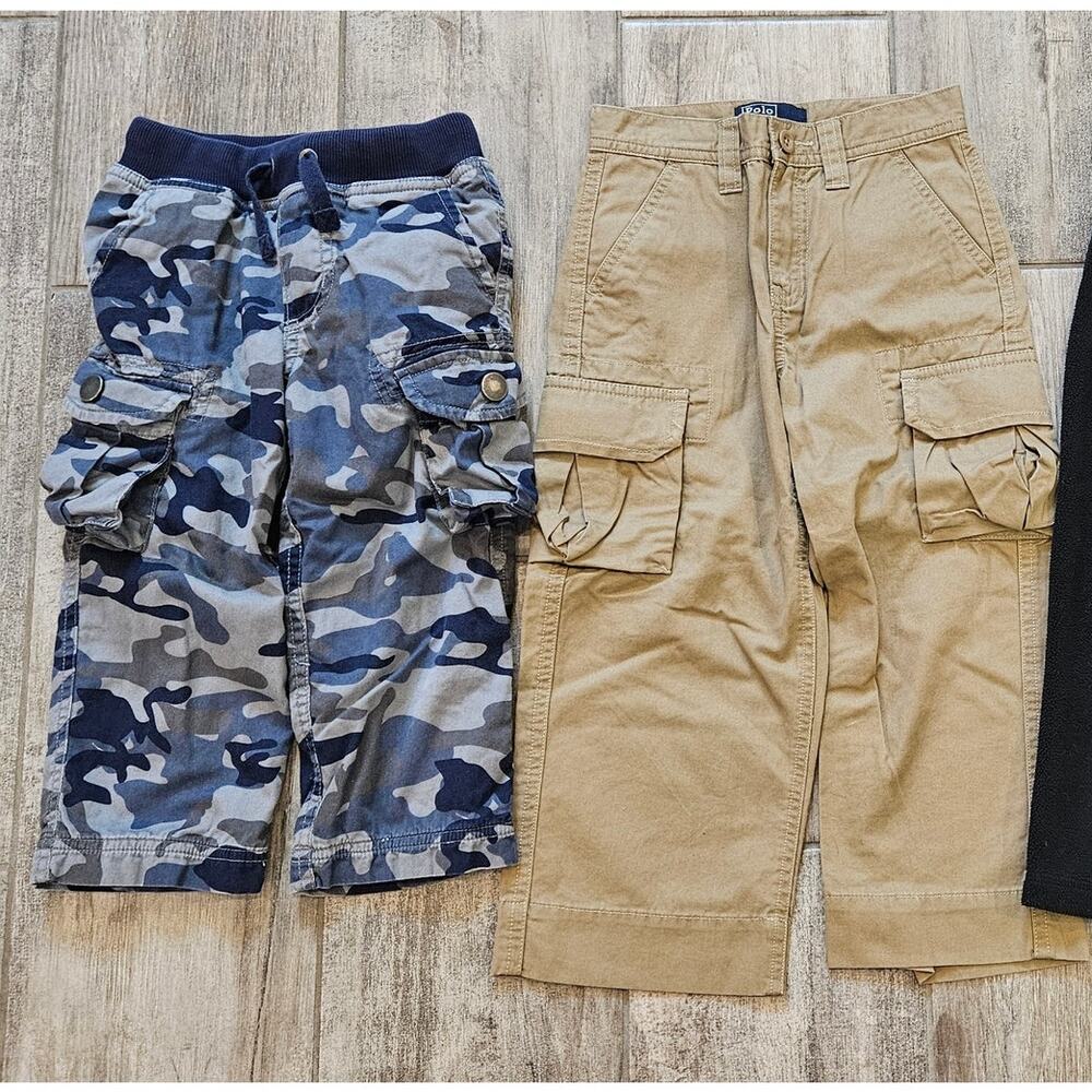 Hanna Andersson Polo Ralph Lauren Boys Cargo Pants Size 3 Lot of 2 Camo Khaki